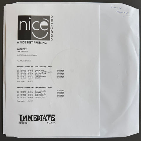 Town And Country - Vinyl Test Pressing (Limited to 20)
